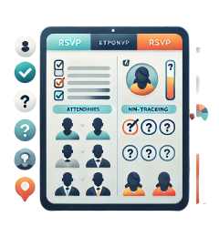 RSVP tracking report generated from event management software and an event attendance report with attended vs unattended